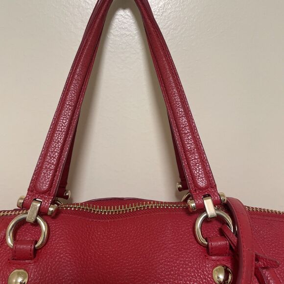 Coach Prairie True Red Pebbled Leather Convertible Chain Satchel Gold - Picture 7 of 16
